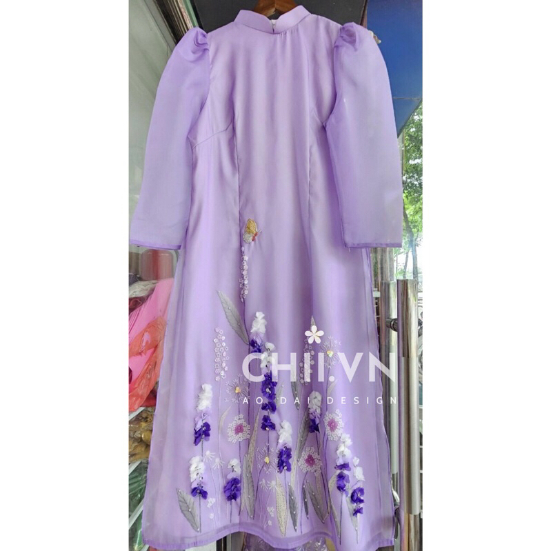 Áo Dài Cách Tân Vai Bồng Đính Kết Cao Cấp