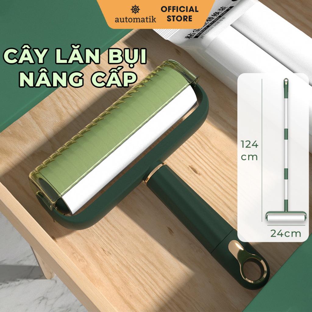 Cây Lăn Bụi Quần Áo, Ga Giường,Lông, Tóc, Sàn Nhà Có Nắp Đậy, Lõi Lăn Bụi Thay Thế 16cm, 24cm - Automatik