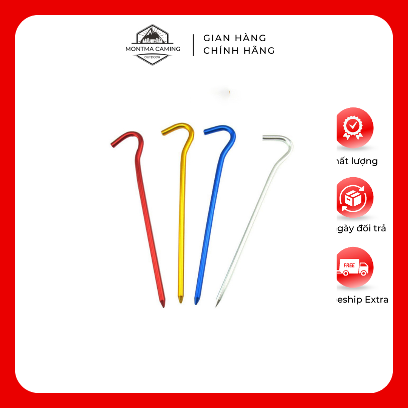 Bộ 8 Cọc Đinh Ghim Lều Montma Camping Đinh Ghim Tăng Bạt Nhôm Siêu Nhẹ Dùng Căng Mái Cố Định Đồ Dùng Bằng Hợp Kim Nhôm