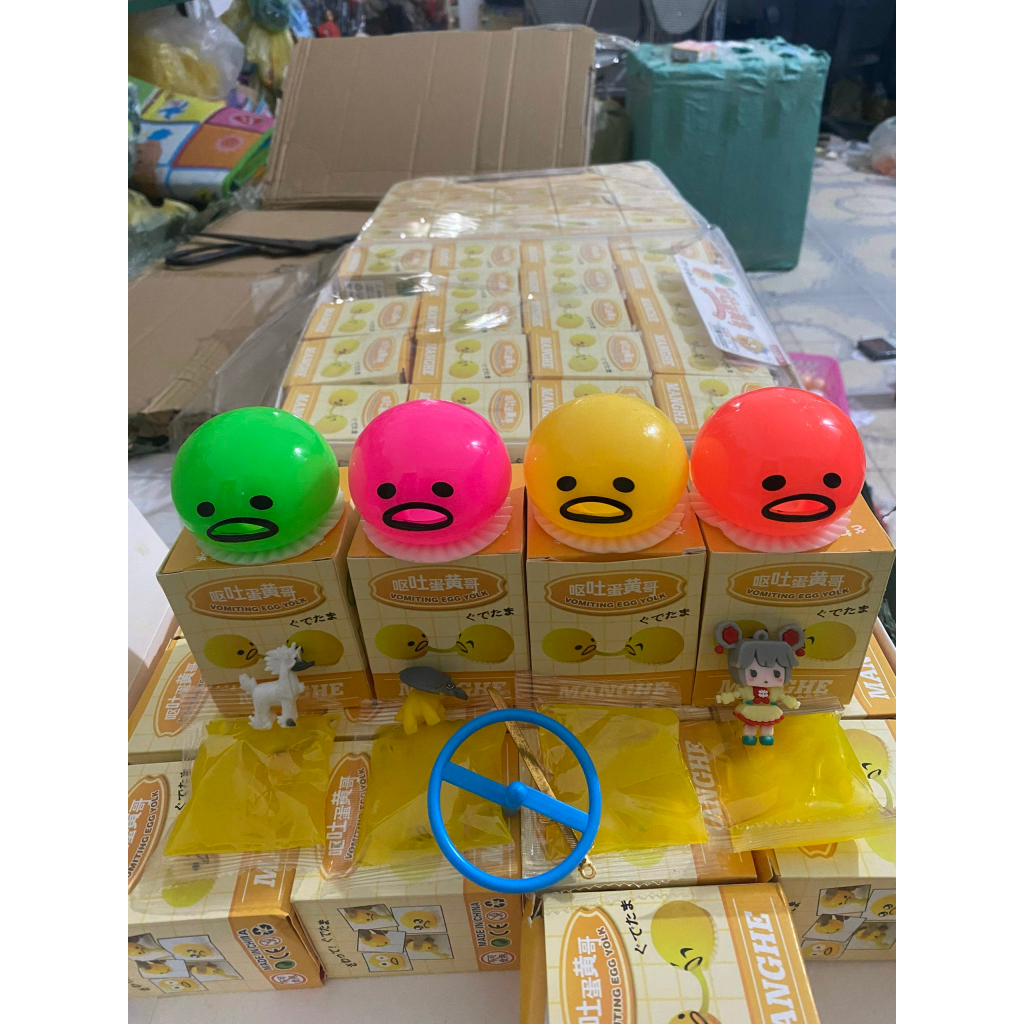 Trứng Biến Thái Hút Nhả Slime Ngộ Nghĩnh Chơi Vui Xả Stress Hiệu Quả Gudetama Squishy Mochi
