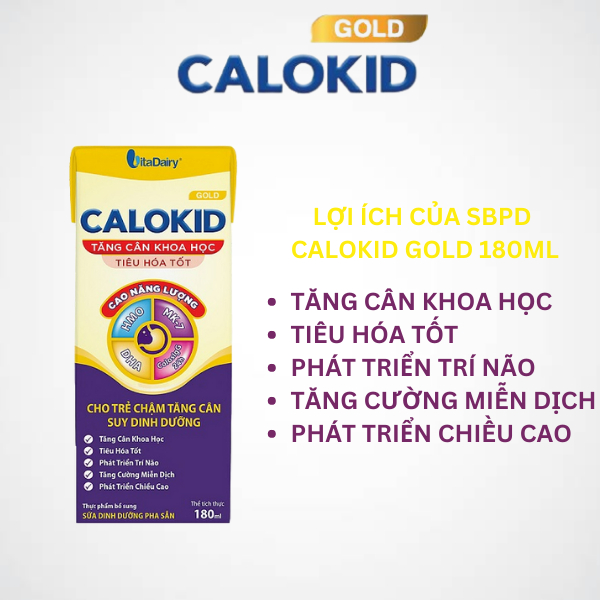 SBPS Calokid Gold 180ml giúp bé tăng cân khoa học, tiêu hóa tốt ( thùng 48 hộp) - VitaDairy