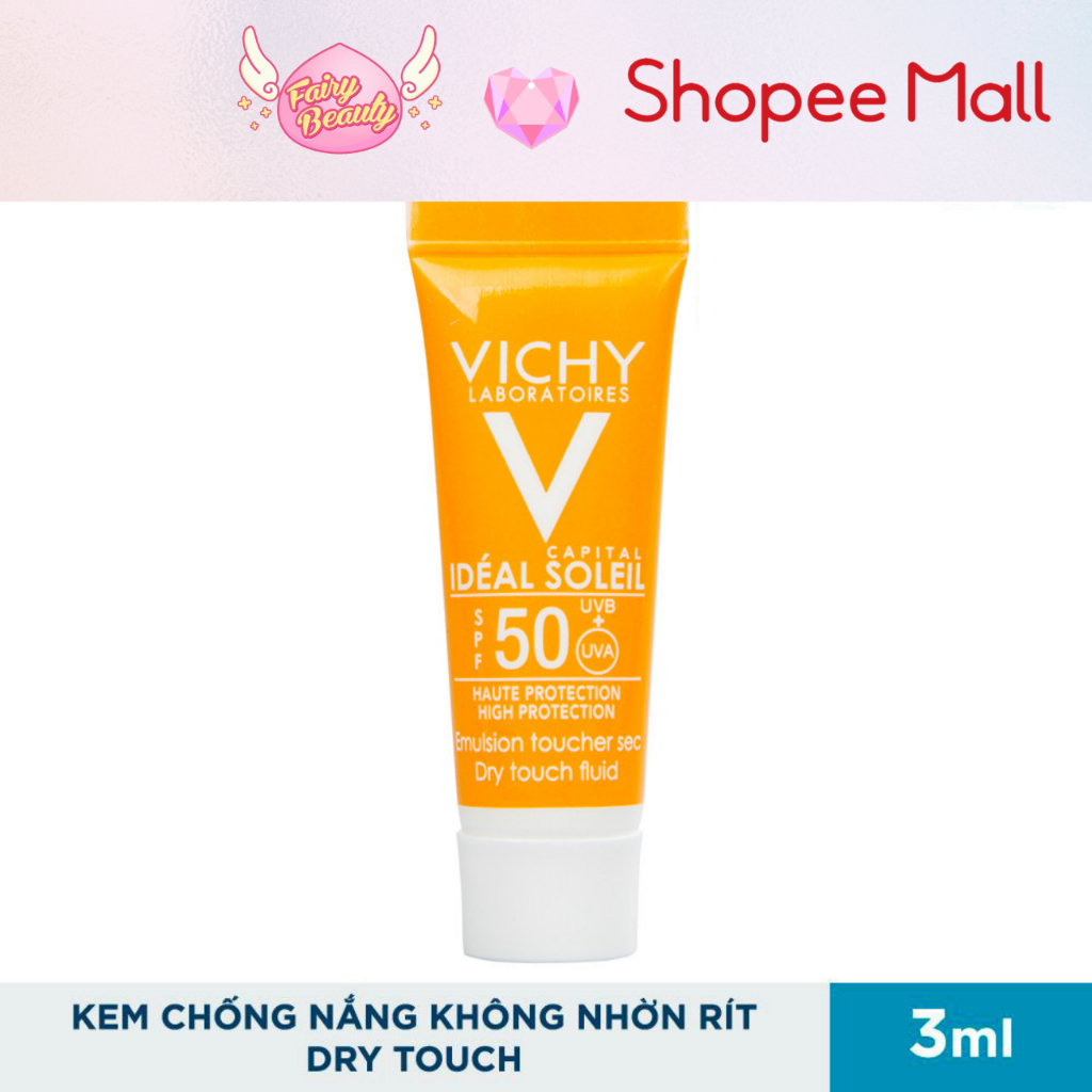 [VICHY] Kem Chống Nắng Kiểm Soát Nhờn Cho Da Dầu Nhạy Cảm Capital Soleil Dry Touch Face Fluid SPF50 UVB+UVA 50/3ml
