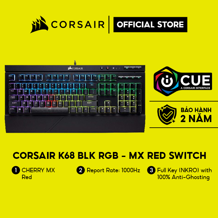 Bàn phím cơ CORSAIR K68 BLK RGB - Mx Red Switch CH-9102010-NA