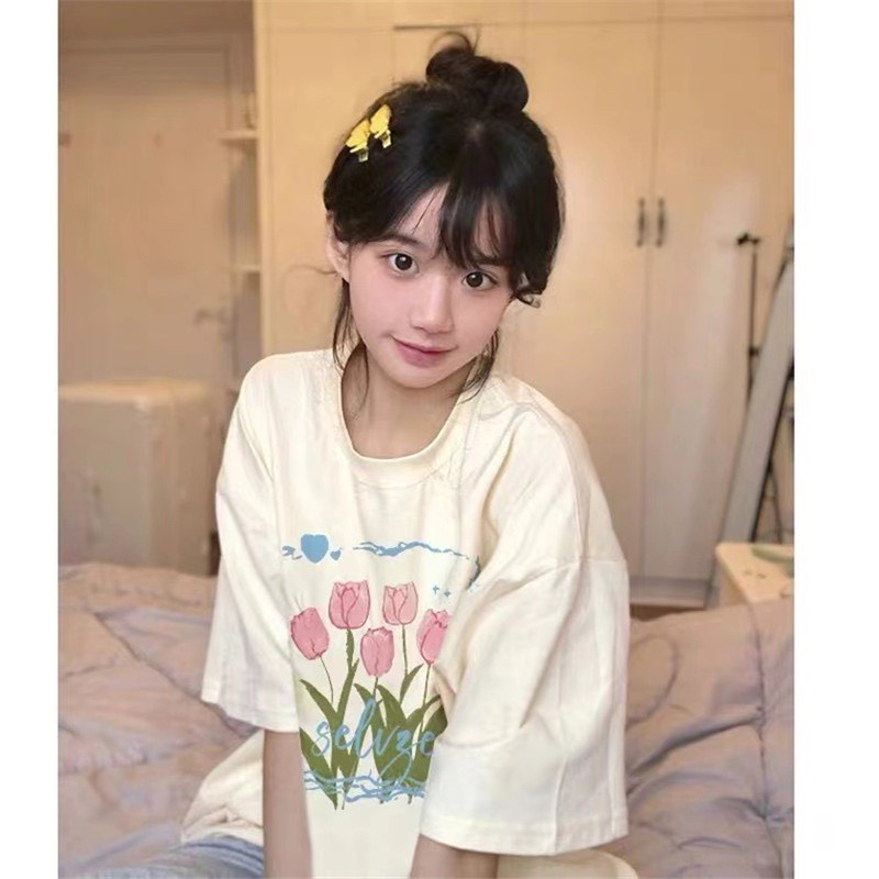 Áo thun hoa tulip form rộng kiểu dáng trẻ trung thời trang AO8