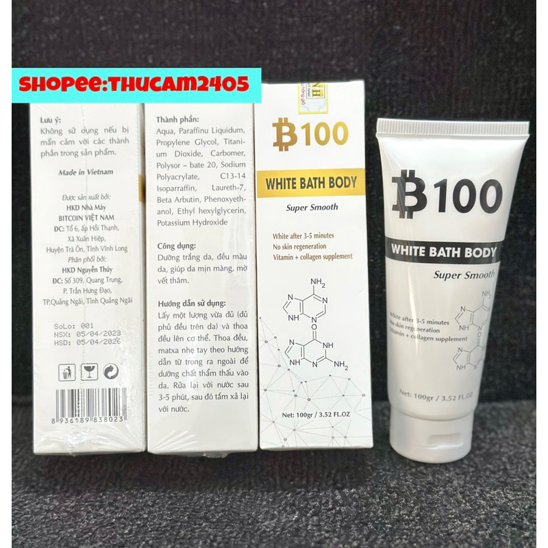 Kem body siêu trắng, chống nắng, dưỡng ẩm B100 DOCTOR BEAUTY  100gr.