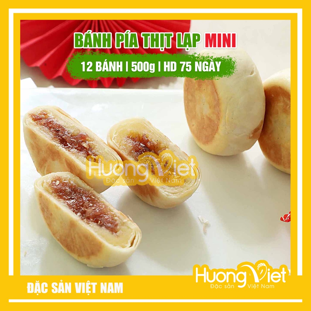 Combo 3 gói bánh pía Thịt Lạp Mini 480gr, bánh pía nhân mặn Tân Huê Viên, đặc sản Sóc Trăng