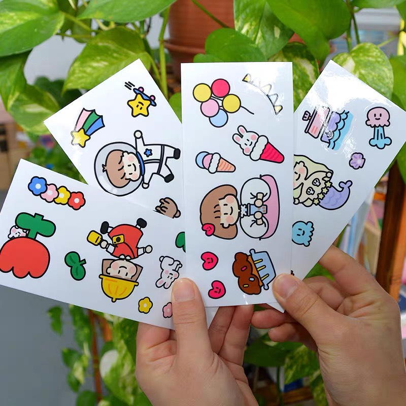 Miếng dán sticker 2D dễ thương, Sticker 2D cute ngẫu nhiên dán bình nước