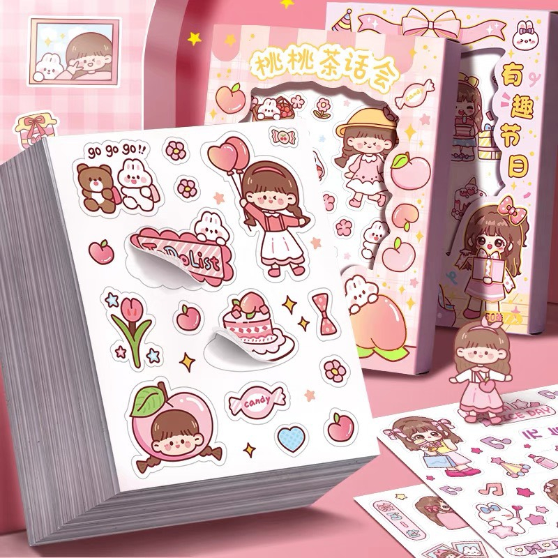 Miếng dán sticker 2D dễ thương, Sticker 2D cute ngẫu nhiên dán bình nước