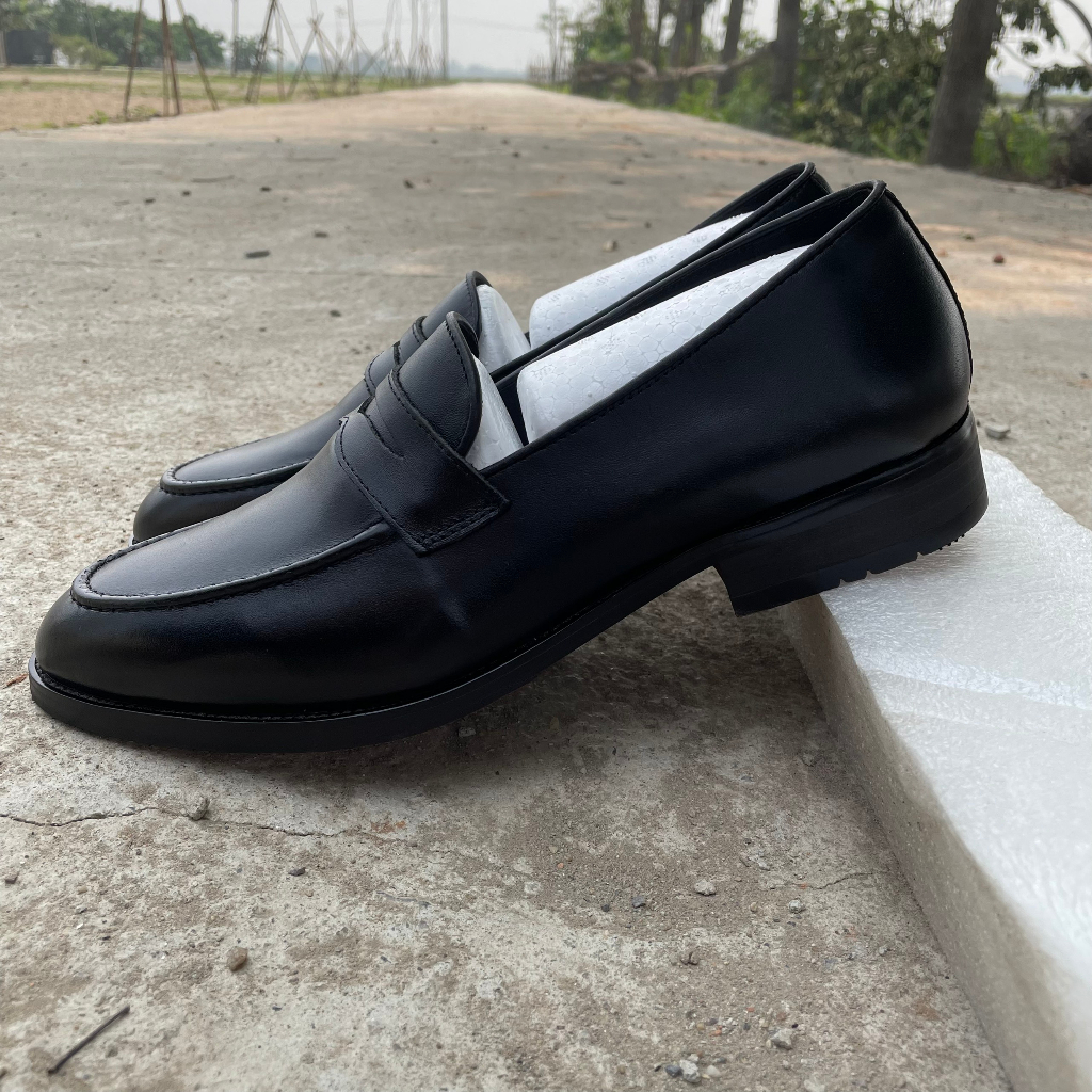 Giày lười nam, làm thủ công da bò thật kiểu dáng Loafer, đế phíp bảo hành 12 tháng - T409