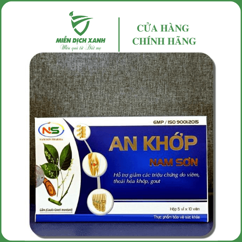 An Khớp Nam Sơn Hỗ trợ giảm các triệu chứng xương khớp - Miễn Dịch Xanh - hộp 5 vỉ x 10 viên