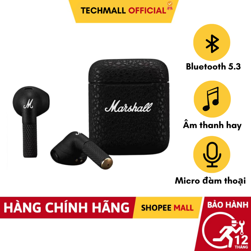 Tai Nghe Bluetooth Không Dây Marshall Mino3 Âm Thanh Hay Thiết Kế Vân Nổi- TECHMALL.Official