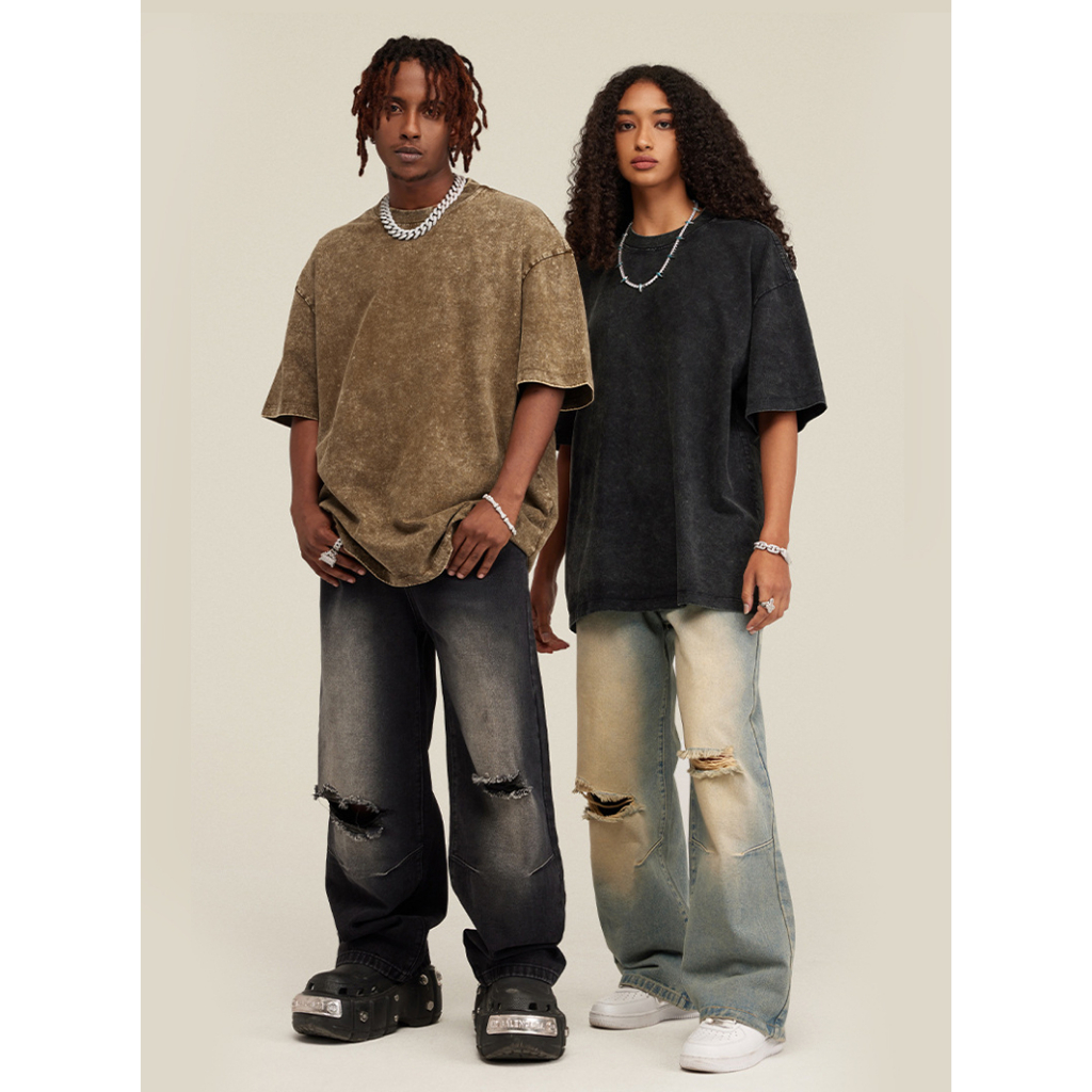 Áo Thun Wash Form Rộng Cao Cấp | BE Washed Basic Tee | 3T Streetwear