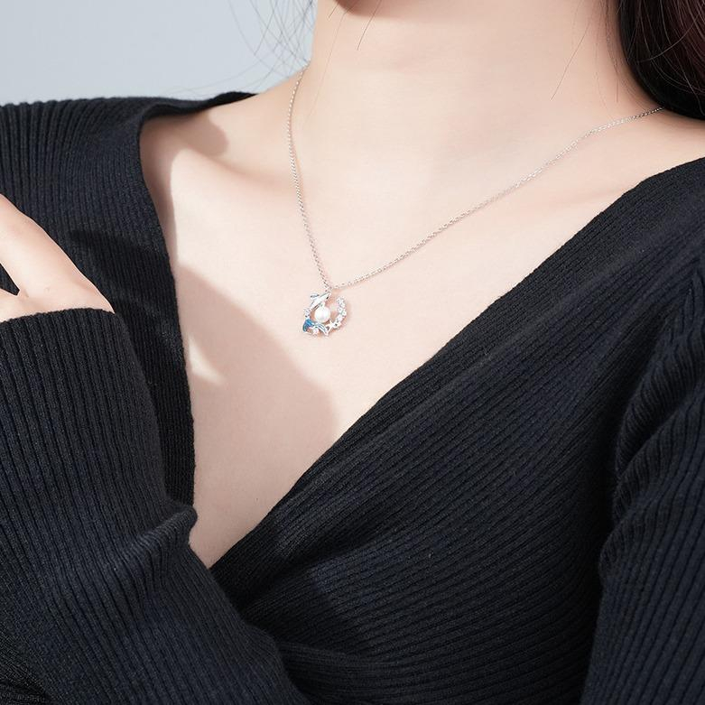 Dây chuyền Bạc Nữ S925 Đính Ngọc Trai Mặt Cá Voi Khảm Đá Tinh Tế - DB2832- Bảo Ngọc Jewelry