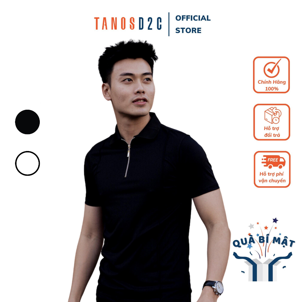 Áo polo nam TANOSD2C cổ có khoá zip thanh lịch, thoáng mát - A02-129