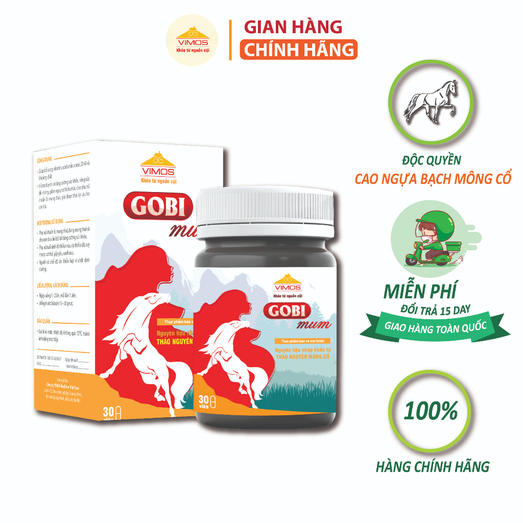 Viên uống bổ sung vitamin VIMOS Gobi Mum cho bà bầu, sau sinh giúp bồi bổ sức khỏe bổ sung sắt, canxi, acid amin, DHA, k