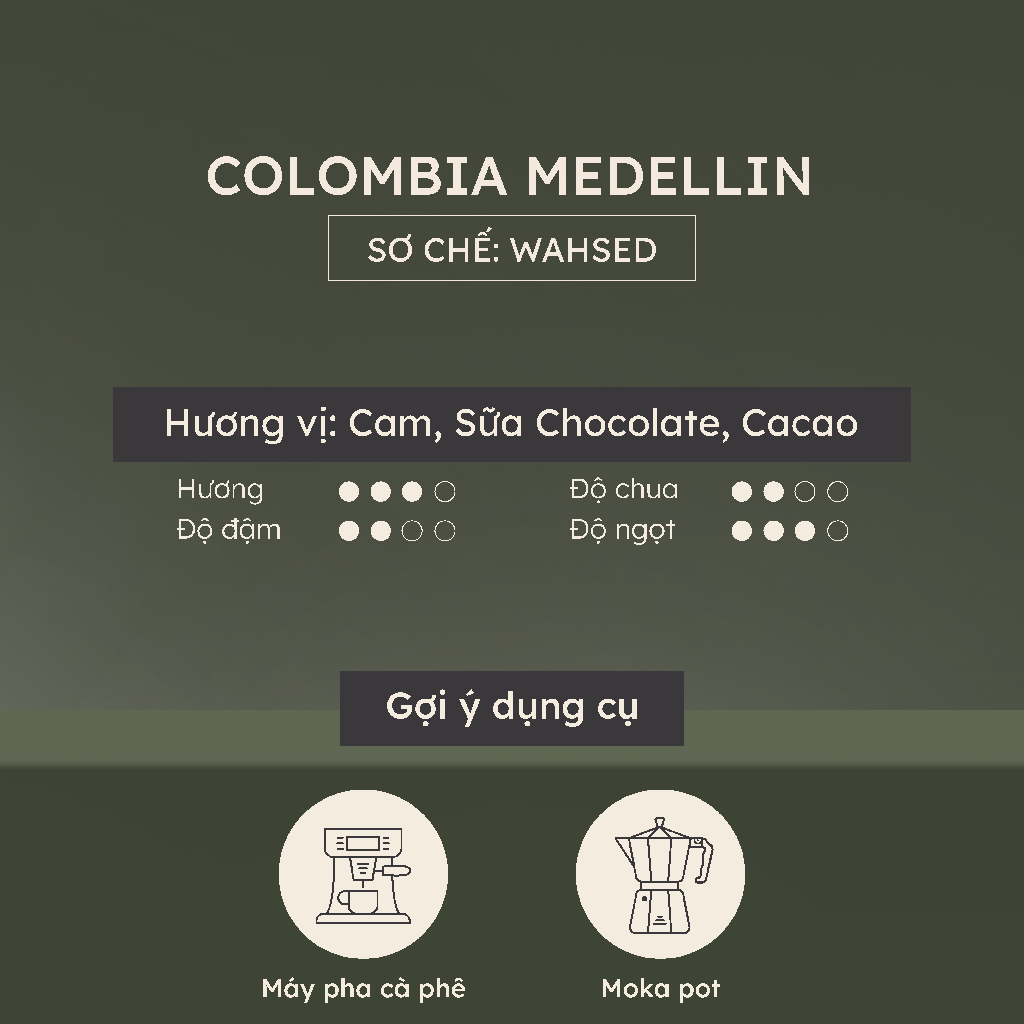 Cà phê espresso Arabica Colombia Medellin G1 rang xay, pha máy - Moka Pot - Staresso, rang vừa MONO Coffee Lab