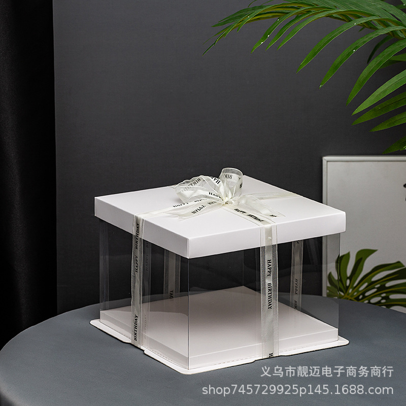 Hộp Mica Vuông 3 Chi Tiết Nắp Giấy Trắng Nhiếu Size Đựng Bánh Sinh Nhật, Hoa, Quà Mô Hình