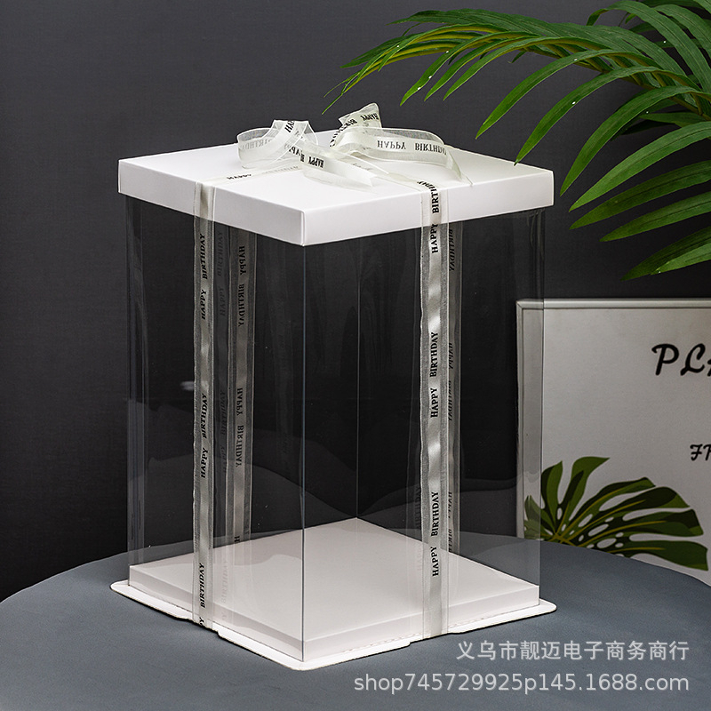 Hộp Mica Vuông 3 Chi Tiết Nắp Giấy Trắng Nhiếu Size Đựng Bánh Sinh Nhật, Hoa, Quà Mô Hình