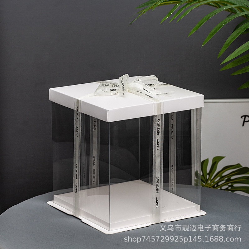 Hộp Mica Vuông 3 Chi Tiết Nắp Giấy Trắng Nhiếu Size Đựng Bánh Sinh Nhật, Hoa, Quà Mô Hình