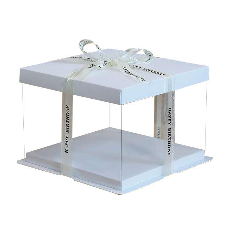 Hộp Mica Vuông 3 Chi Tiết Nắp Giấy Trắng Nhiếu Size Đựng Bánh Sinh Nhật, Hoa, Quà Mô Hình