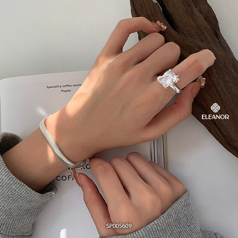 Nhẫn nữ hở bạc 925 Eleanor Accessories đính đá phụ kiện trang sức 5609