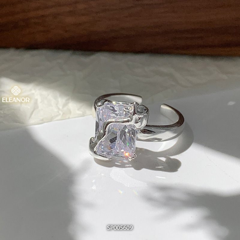 Nhẫn nữ hở bạc 925 Eleanor Accessories đính đá phụ kiện trang sức 5609