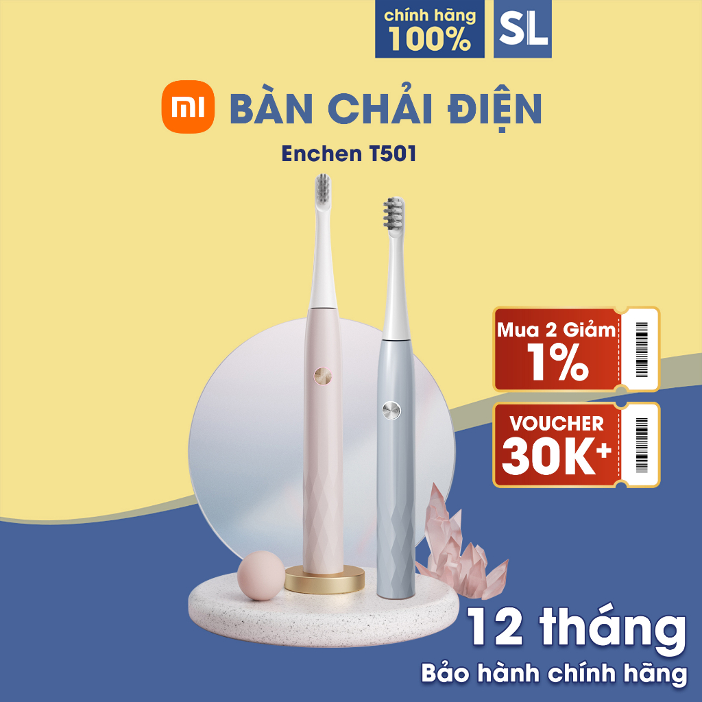 Bàn chải đánh răng điện Enchen T501 Thời Lượng Pin Dài Cổng Sạc USB Trọng Lượng Thấp Sử Dụng Công Nghệ Chống Rung