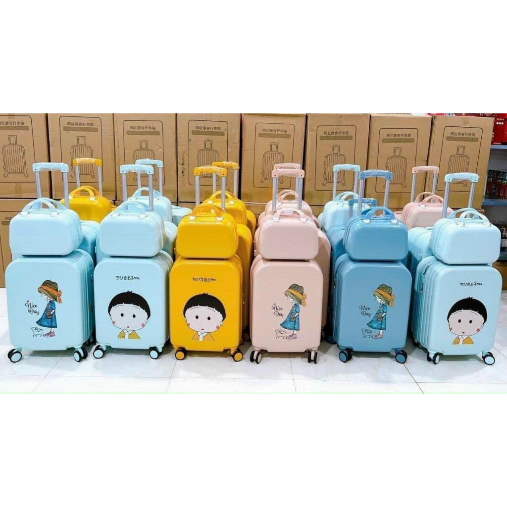 Vali kéo du lịch Quảng Châu, vali nhựa dẻo Abs, Size 20+24 inch kèm cốp hàng loại 1