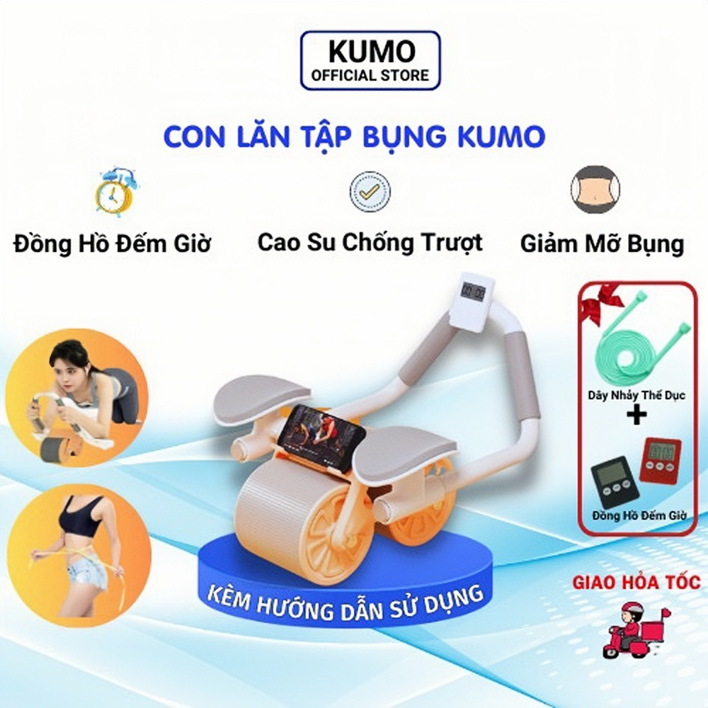 Máy Tập Bụng KUMO Con Lăn Tập Cơ Bụng Giảm Eo Có Đồng Hồ Đếm Giờ Đồ Dùng Thể Thao Cao Cấp