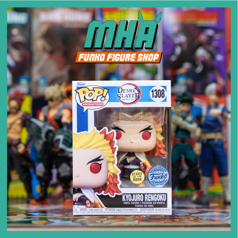 Chính Hãng Funko Pop: Demon Slayer - Mô Hình Rengoku GITD Tem Special Edition #1308