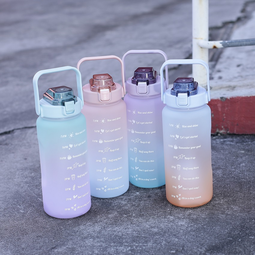 Bình nước 2 lít giữ nhiệt cute bình đựng nước 1 lít có vòi tập thể thao 1000ml chia vạch mini