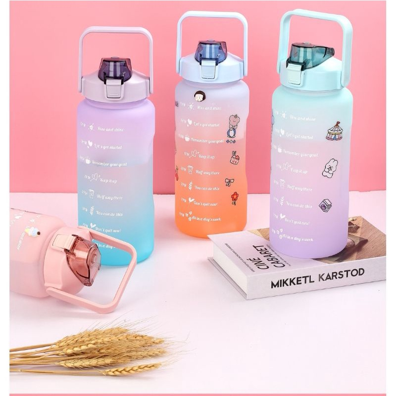 Bình nước 2 lít giữ nhiệt cute bình đựng nước 1 lít có vòi tập thể thao 1000ml chia vạch mini
