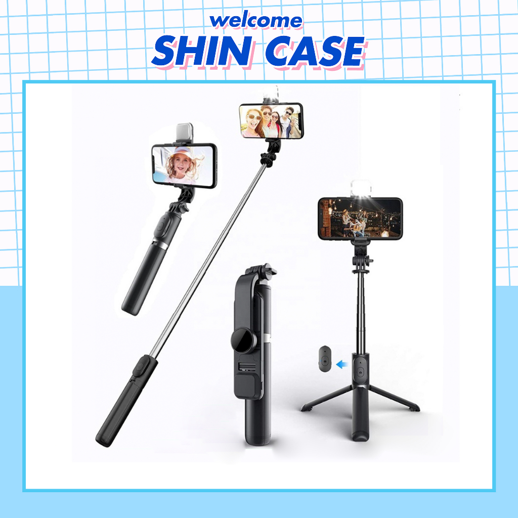 Gậy chụp ảnh 3 chân kèm remote, có đèn led trợ sáng - Gậy tự sướng selfie chụp hình điều khiển từ xa xoay nhiều góc độ