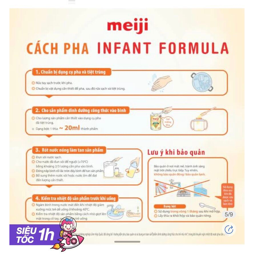 Sữa bột Meiji NHẬP KHẨU Lon 800g LOẠI 0-1 tuổi INFANT FORMULA