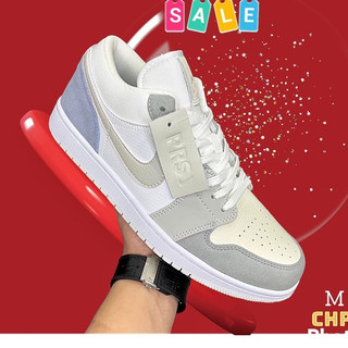 Giày Jordan xám trắng đế xanh, Giày Jordan 1 cổ thấp JD xanh ngọc bản đẹp full box