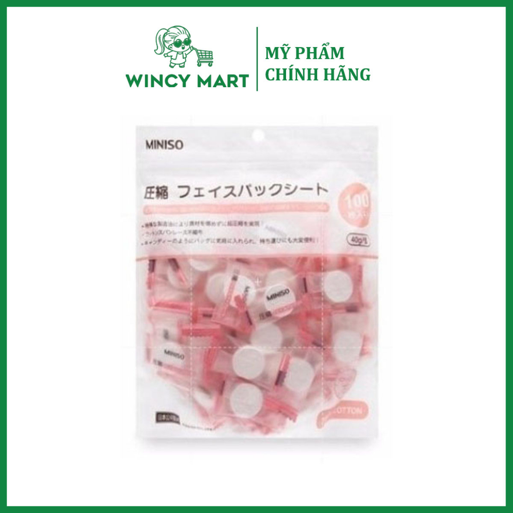 Túi 100 Viên Mặt Nạ Giấy Nén Miniso Nhật Bản Mask Mặt Nạ Giấy Than Tre Miniso - Wincy Mart