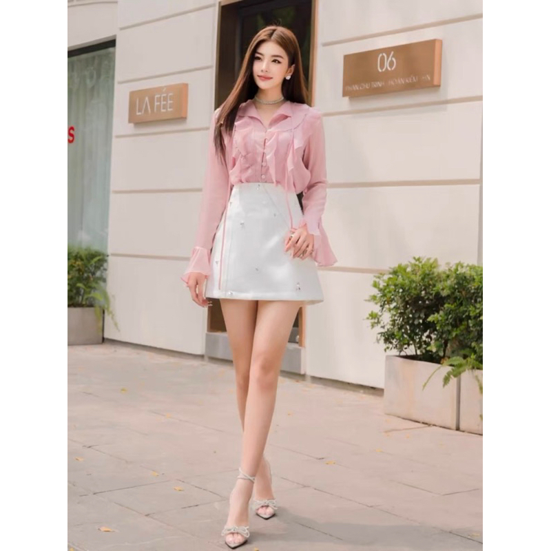 Áo voan viền bèo tiểu thư ống tay loe - Sarang Clothing