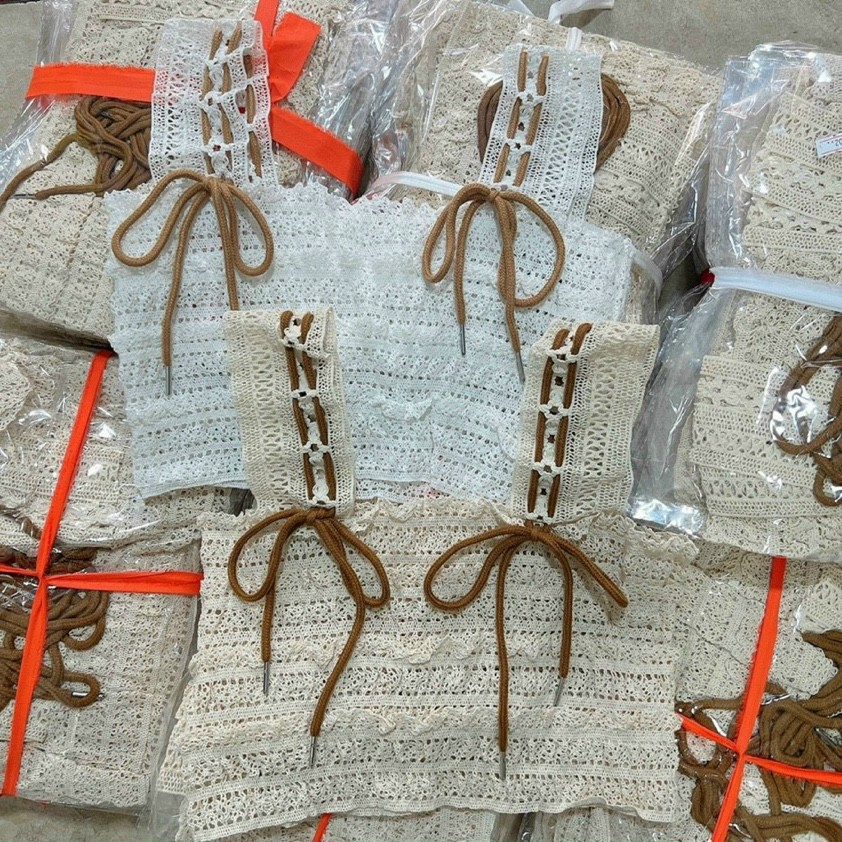 Áo Ren 2 Hai Dây Bản To Croptop Phối Nơ  Tiểu Thư - BT Fashion  AT01