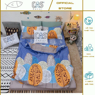 Bộ chăn ga gối cotton poly cas decor - hình lá cọ đủ size