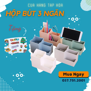 Khay nhựa đựng bút 3 ngăn mini để bàn| kệ đựng mỹ phẩm, đồ trang điểm để bàn đa năng