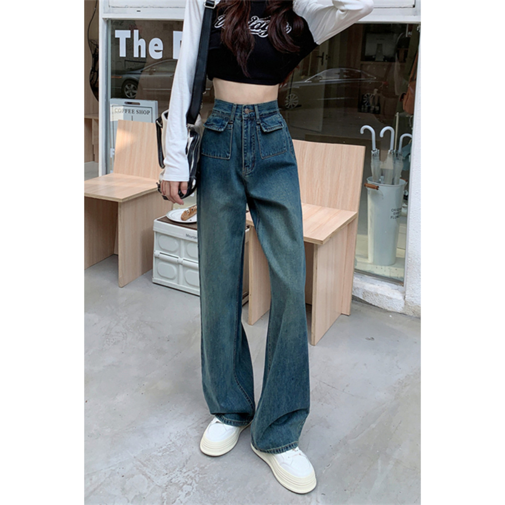 Quần jean ống rộng phối 2 túi hộp phía trước kiểu Quãng Châu MS588 | BigBuy360 - bigbuy360.vn