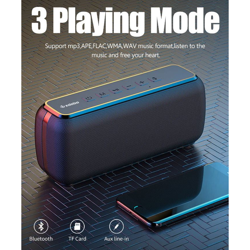 Loa Bluetooth 5.0 Không Dây Di Động Xdobo X8 II, Công suất 60W, TWS, Siêu trầm, Chống Nước IPX5, Thời Gian Phát 8-15h