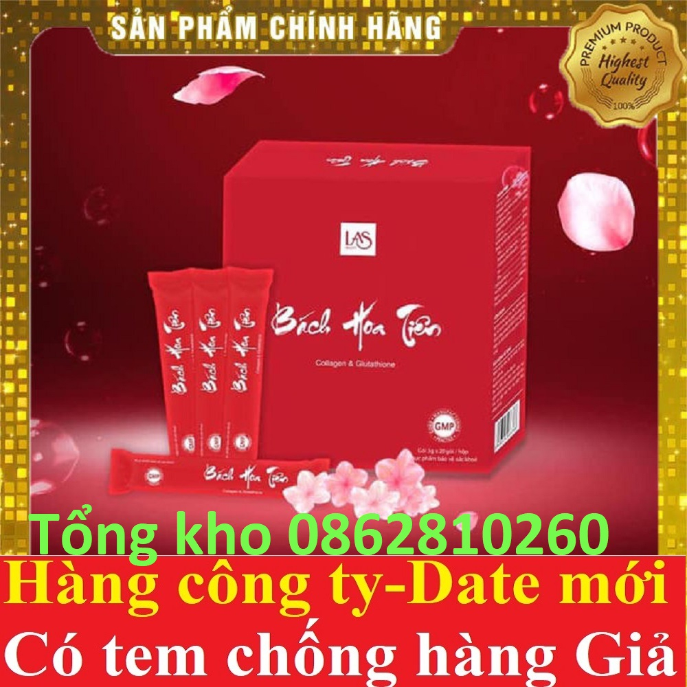 [100% Chính Hãng] bách hoa tiên las beauty - cốm uống đẹp da làm đẹp nội sinh date mới hộp 20 gói