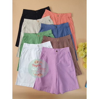 Quần ngố linen lưng nửa thun