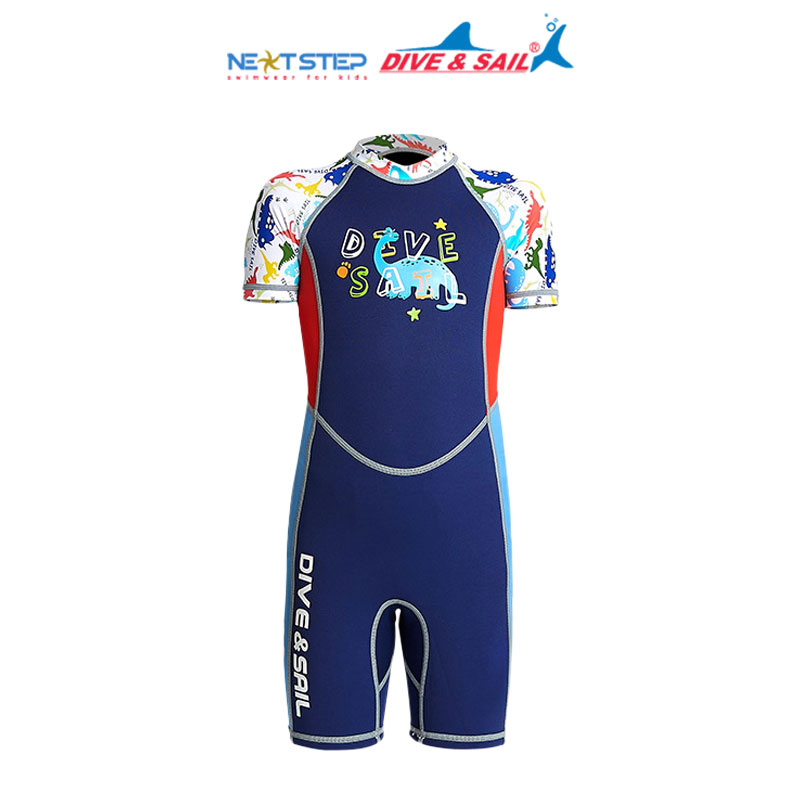 Đồ bơi bé trai, giữ nhiệt, liền thân tay dài quần dài chống nắng, chất liệu Cao su neoprene dày 2mm size từ 14kg - 36kg