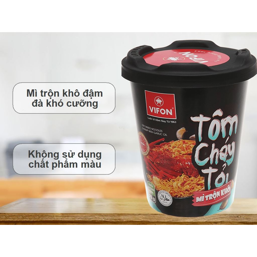 Mì trộn Vifon tôm cháy tỏi ly 75g