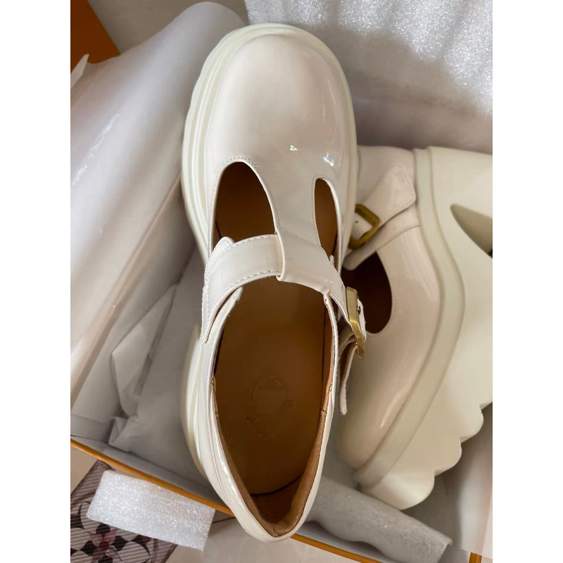 ORDER 🍂 Giày mũi tròn da bò trơn khoen vuông vàng đồng đế chunky cao su 8,5cm 34-39