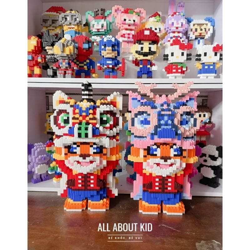 Lắp ráp mô hình Hổ Múa Lân 30cm 2 con, decor trang trí nhà cửa cực hot