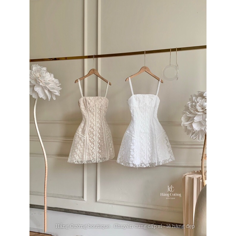 Đầm - Váy hai dây ren hoạ tiết tiểu thư