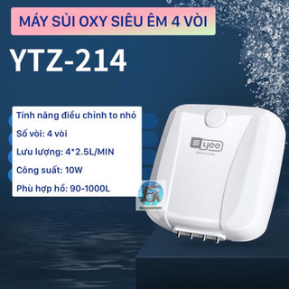 Máy sủi oxy siêu êm Yee 4 vòi, máy tạo khí cao cấp